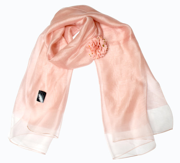 Silk Wool Shawl with Flower Pin Brooch