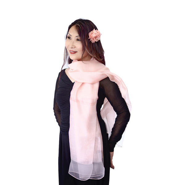 Silk Wool Shawl with Flower Pin Brooch